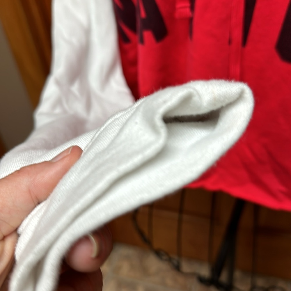 Victoria's Secret Pink Nation Womens White Red Cropped Pullover Hoodie - Picture 5 of 7